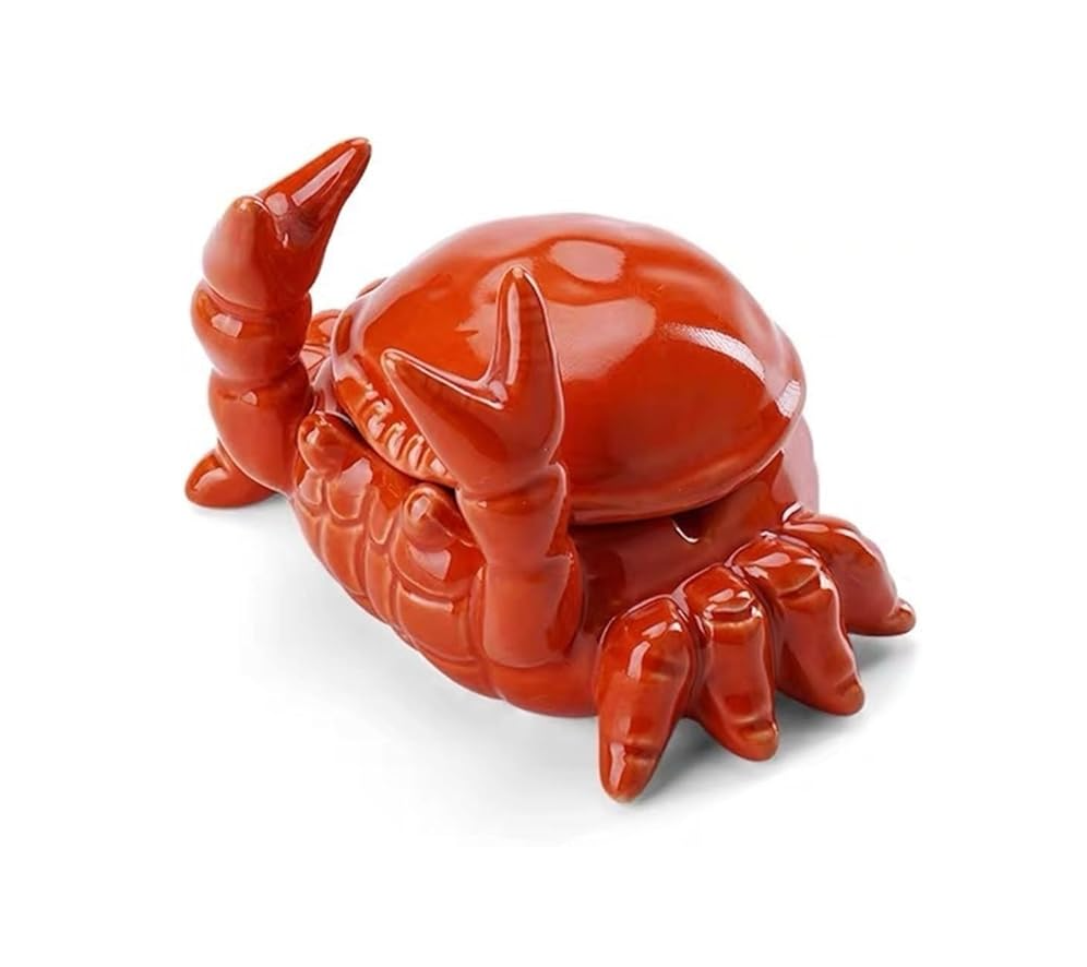 8c1c65_ba714605fdc94c9eabc6334446db20eemv2.png Cenicero De Cerámica con Forma De Cangrejo, Pequeño con Cubierta, Anti-Cenizas - Imagen 1